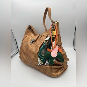 Louis Vuitton authentic padlock lock & key + unbranded key charm bag charm